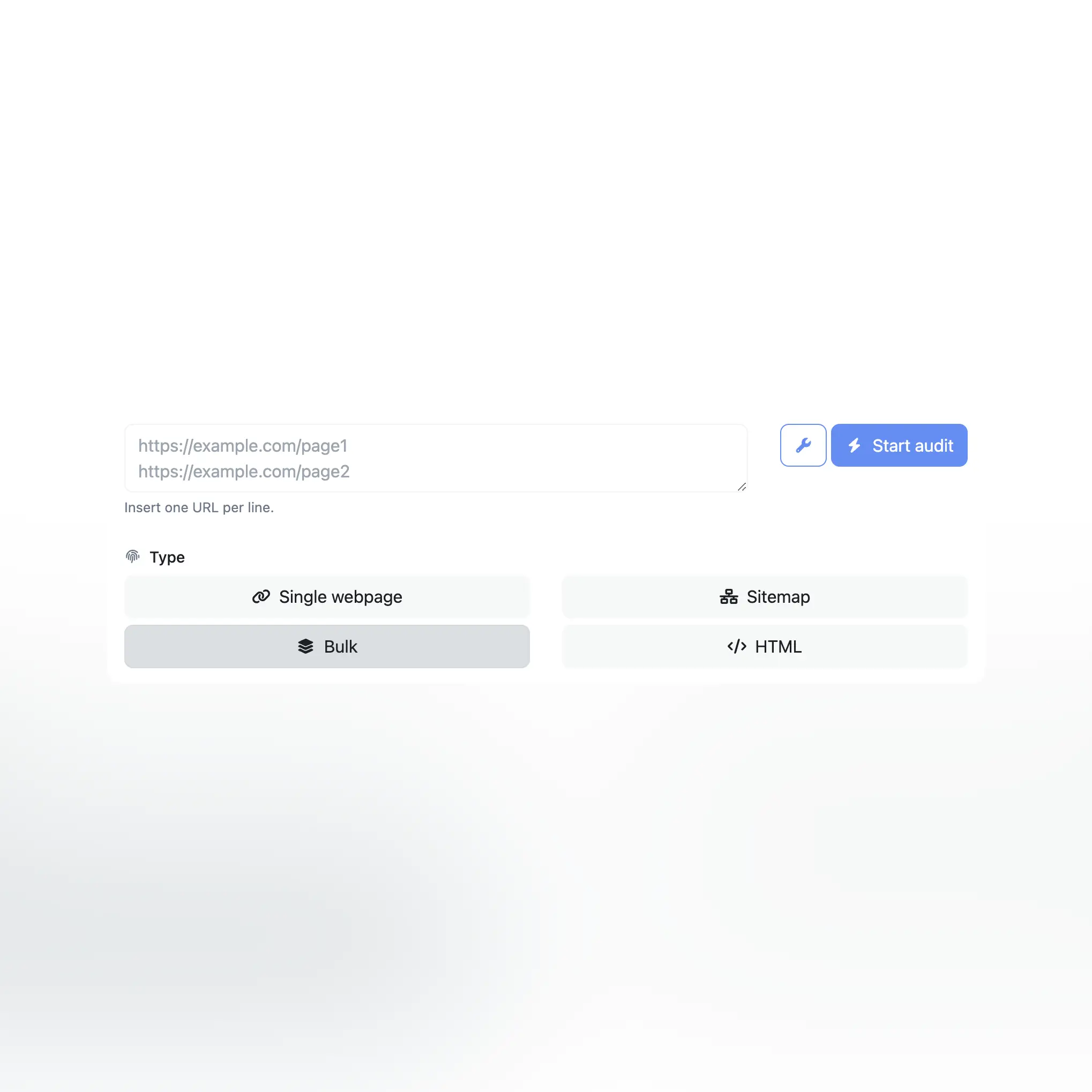 Capture d’écran du formulaire de génération d’audit